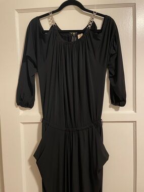 Black Off-Shoulder jumpsuit with Chain straps